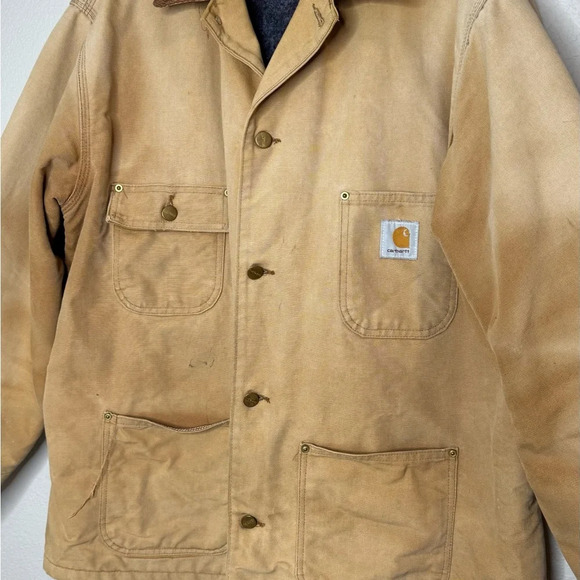 Vintage Carhartt Mens Utilitarian Chore Jacket Size L/XL Blanket Lined - Picture 2 of 15